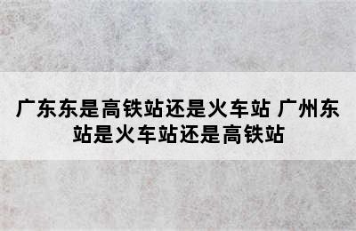 广东东是高铁站还是火车站 广州东站是火车站还是高铁站